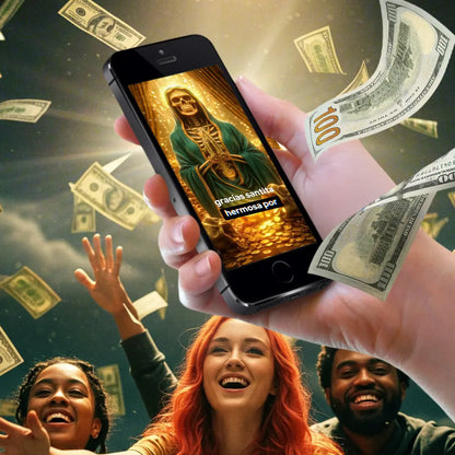 Oración virtual para lotería a la Santa muerte Verde con foto personalizado